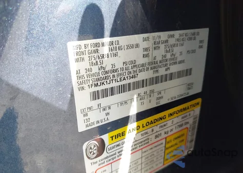 2020 Ford Expedition Xlt Max from USA, damaged, VIN 1FMJK1JT1LEA13467